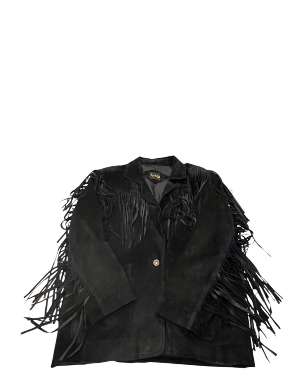 Learsi Vintage Western Fringe Suede Leather Jacket, Black, M - Picture 5 of 12